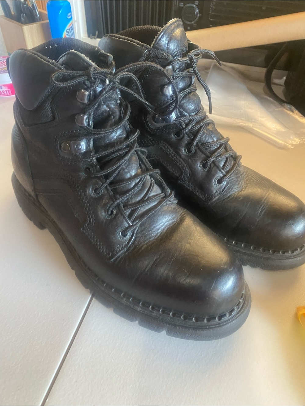 Red Wing Shoes Black Leather Lace-Up Work Hiking Boots